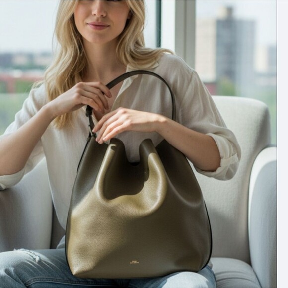 Toteme Handbags - Toteme Designer New Taupe Leather Shoulder Bag Purse Italy
